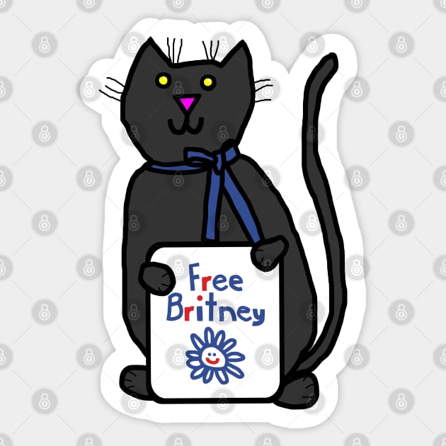 Cute Cat with Free Britney Sign Sticker by ellenhenryart